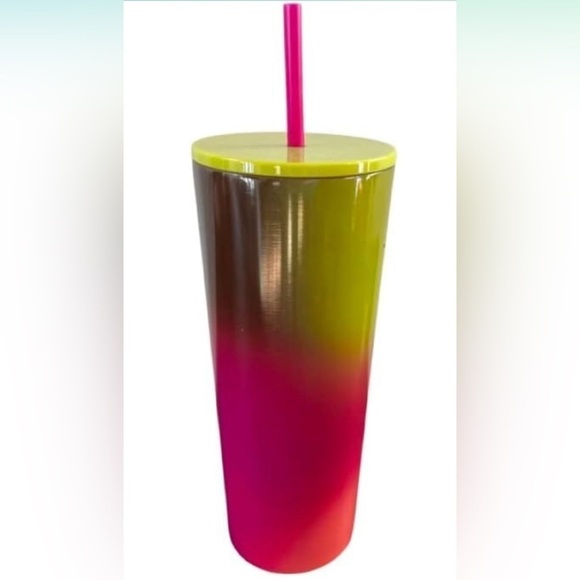 Starbucks 2022 /NWT/Yellow Pink and Coral Stainless Steel Insulated 24oz Venti - Picture 2 of 10